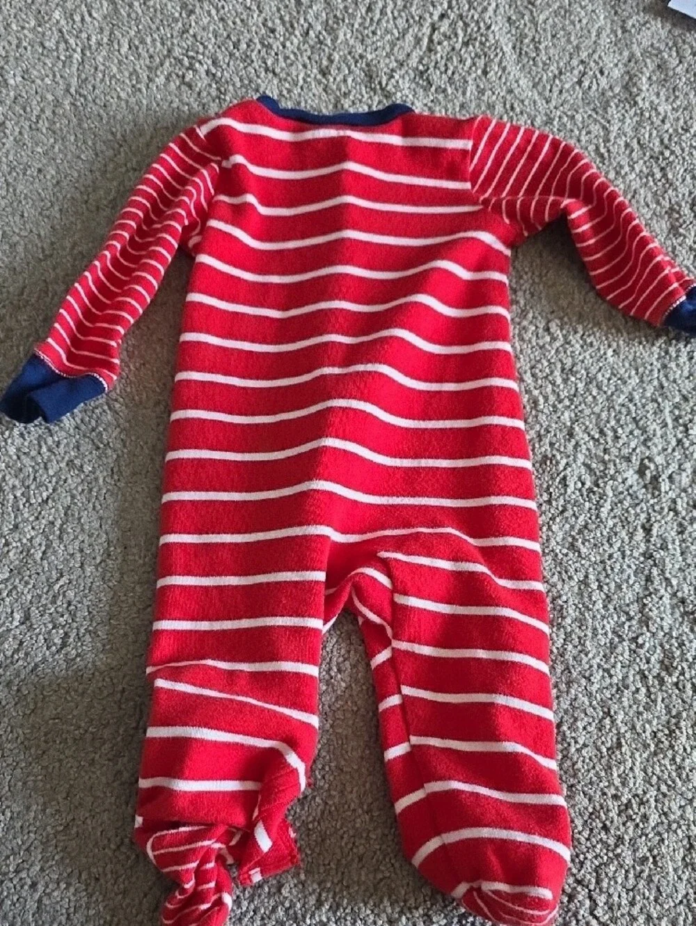 Carter's Red and White Striped Footed One-Piece with Navy 
